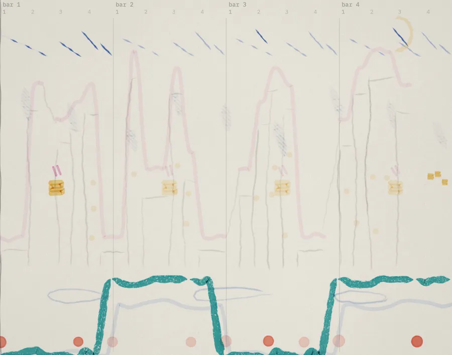 drawing: trap · city rain
